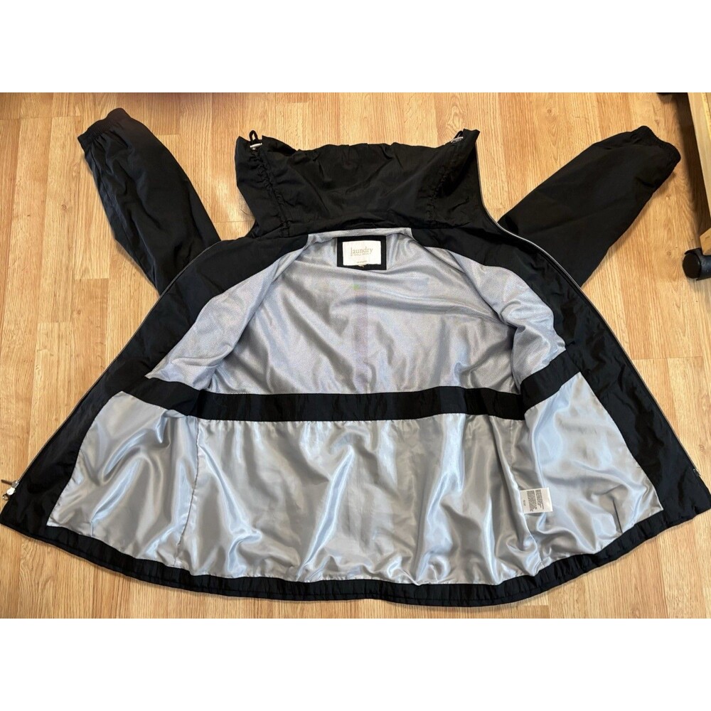 Laundry By Shelli Segal Jacket Black Lightweight Raincoat Pockets See Note Size - Picture 10 of 12